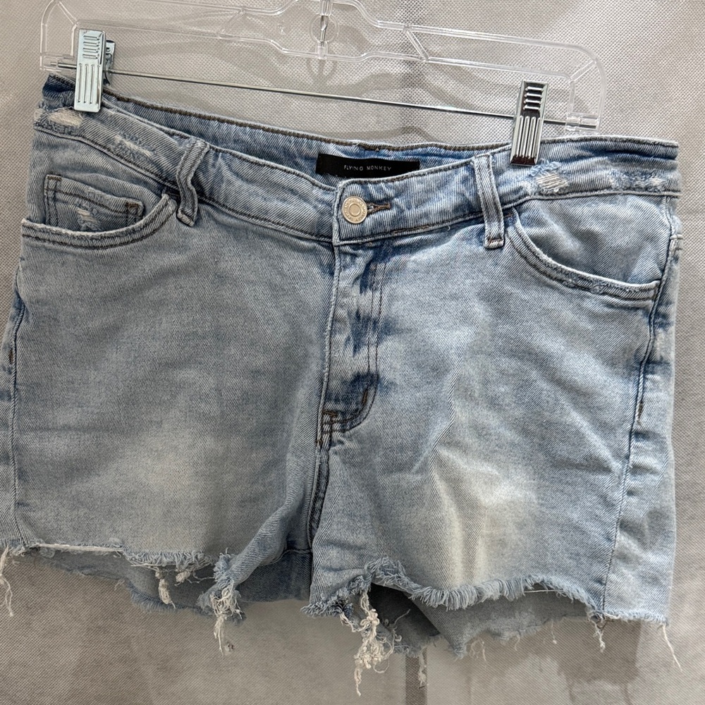 Flying Monkey Light Blue Frayed Jean Shorts